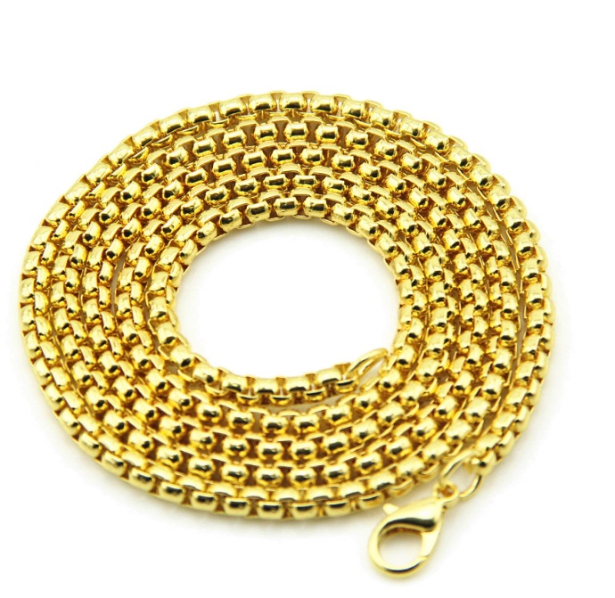 Personality Men and Women Alloy Square Pearl Necklace Long Pendant with Chain Corn Chain Chain