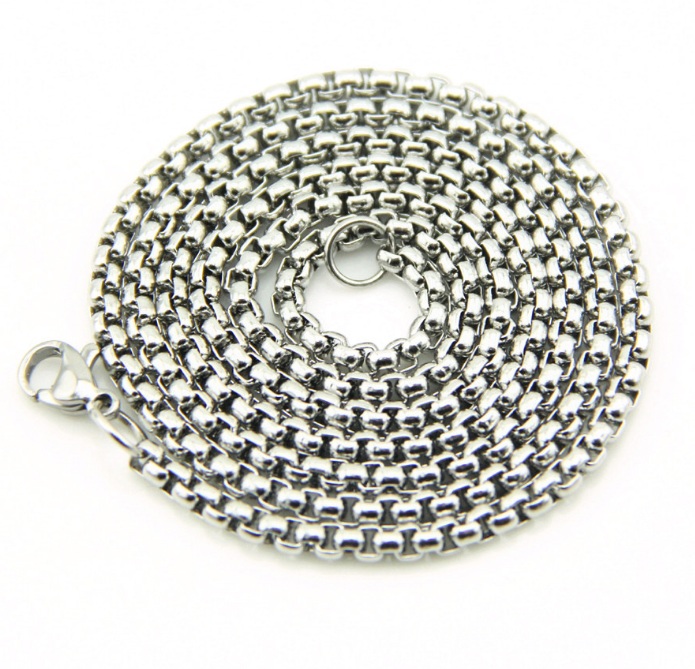 Personality Men and Women Alloy Square Pearl Necklace Long Pendant with Chain Corn Chain Chain