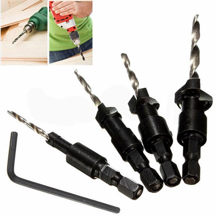 Hot 4x Countersink HSS Taper Quick Change #6 #8 #10 #12 Drill Tool Bits 1/4 Hex N4N4