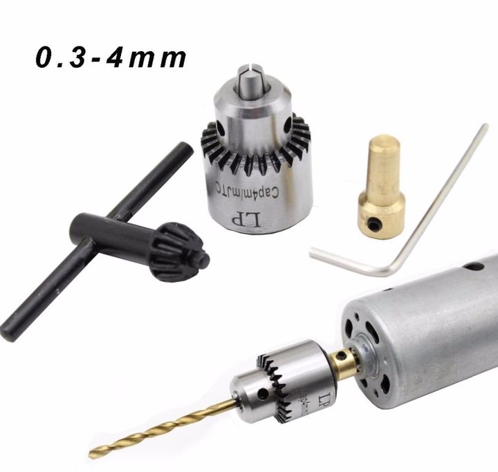 Micro Motor Drill Chucks Clamping 0.3-4mm W / Key &amp; 3.17mm 1/8 &quot;Shaft Connecting Rod