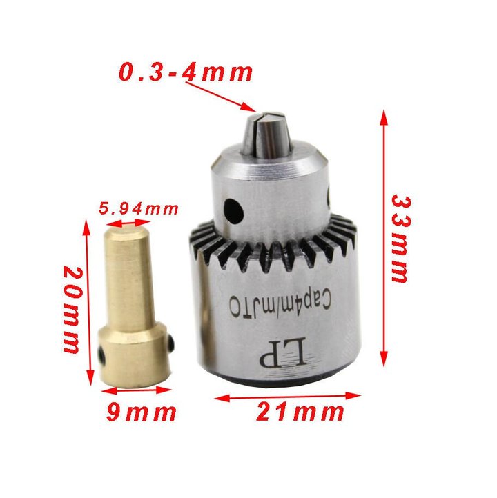 Micro Motor Drill Chucks Clamping 0.3-4mm W / Key &amp; 3.17mm 1/8 &quot;Shaft Connecting Rod