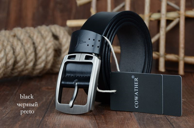 Cowhide Genuine Leather Belts for Men Brand Strap Male Pin Buckle Vintage Jeans Belt Long Waist