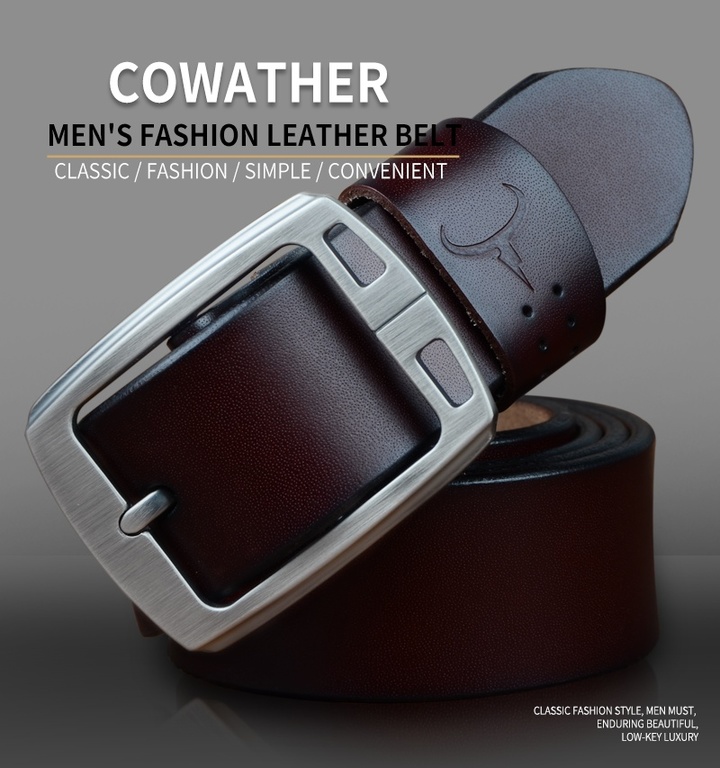 Cowhide Genuine Leather Belts for Men Brand Strap Male Pin Buckle Vintage Jeans Belt Long Waist