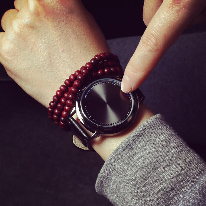 Minimalist Leather Normal Waterproof LED Watch Couple Smart Watch Electronics Casual Watches
