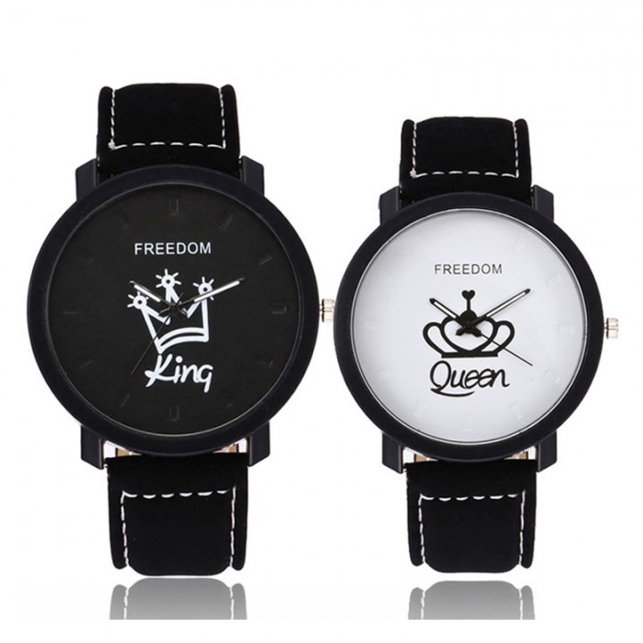 2 pcs /Couples Watch King/Queen Lovers Casual Quartz Watch Couple's Gift smart watchs