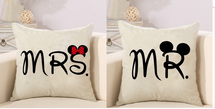 2 PCS Cushion Cover Home Sweet Pillow Case Cotton Linen Sunshine Love Letter Cushion Sofa Bedroom