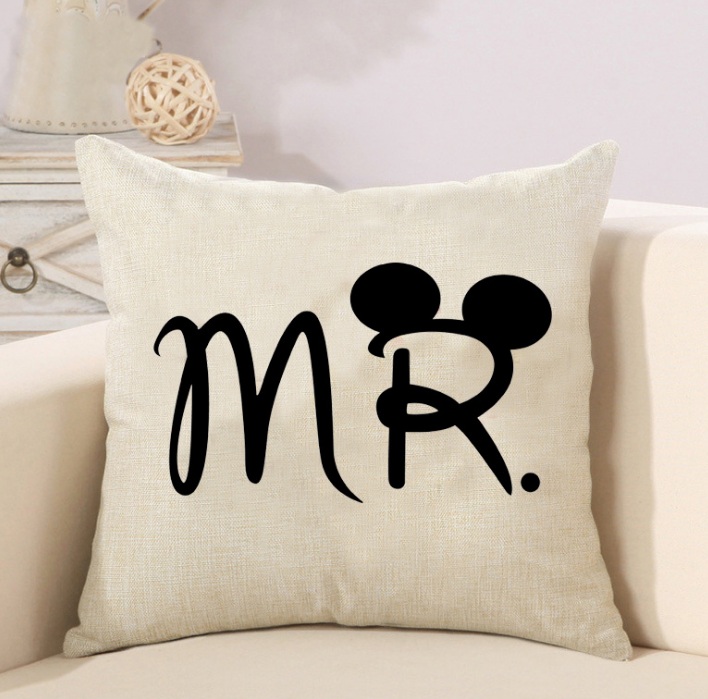 2 PCS Cushion Cover Home Sweet Pillow Case Cotton Linen Sunshine Love Letter Cushion Sofa Bedroom