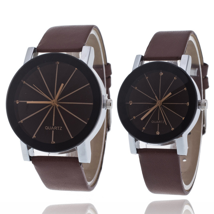2PCS Men/Women Couple Watches Fashion Watch Quartz Dial Clock Leather Watch