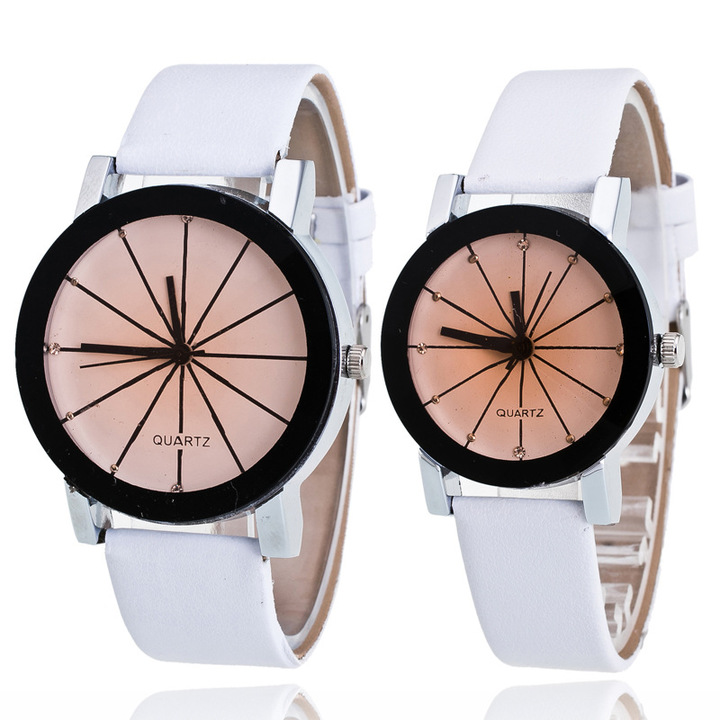 2PCS Men/Women Couple Watches Fashion Watch Quartz Dial Clock Leather Watch