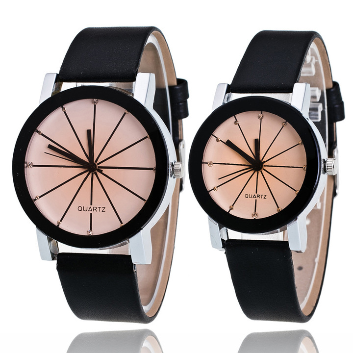 2PCS Men/Women Couple Watches Fashion Watch Quartz Dial Clock Leather Watch