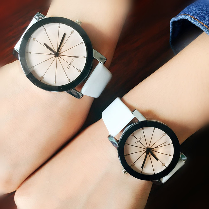 2PCS Men/Women Couple Watches Fashion Watch Quartz Dial Clock Leather Watch