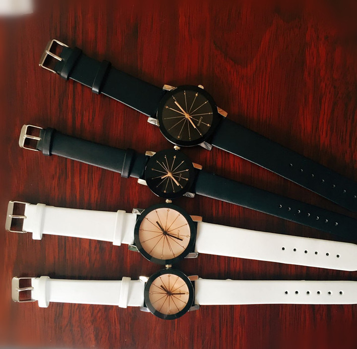 2PCS Men/Women Couple Watches Fashion Watch Quartz Dial Clock Leather Watch