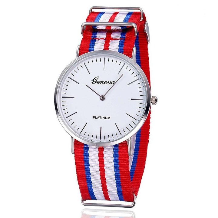 Mens Watch Fashion Casual Quartz Watch Geneva Fabric Nylon Canvas Military Wrist Watch