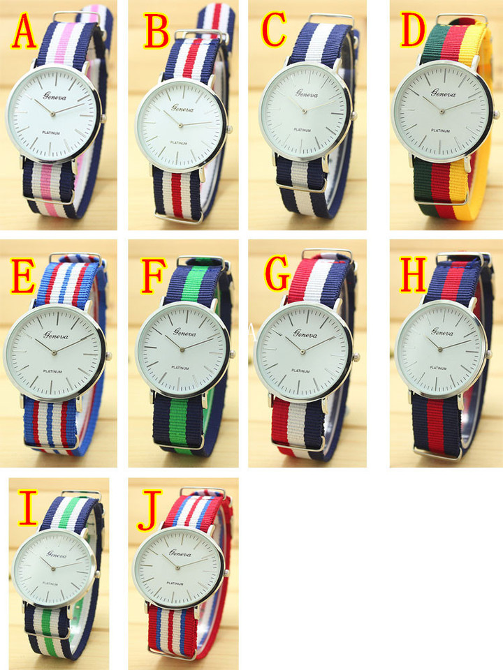 Mens Watch Fashion Casual Quartz Watch Geneva Fabric Nylon Canvas Military Wrist Watch