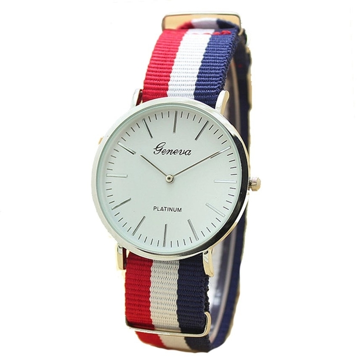 Mens Watch Fashion Casual Quartz Watch Geneva Fabric Nylon Canvas Military Wrist Watch