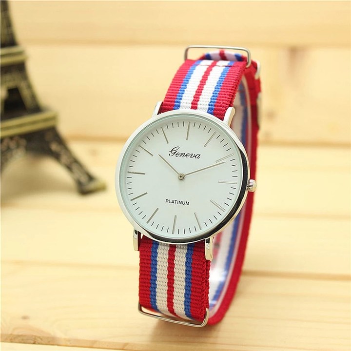 Mens Watch Fashion Casual Quartz Watch Geneva Fabric Nylon Canvas Military Wrist Watch