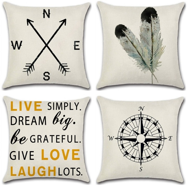Cushion Cover Home Pillow Case Cotton Linen Sunshine Love Letter Cushion Sofa Bedroom