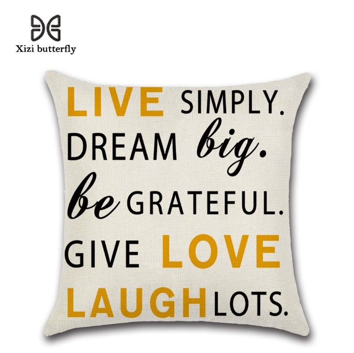 Cushion Cover Home Pillow Case Cotton Linen Sunshine Love Letter Cushion Sofa Bedroom