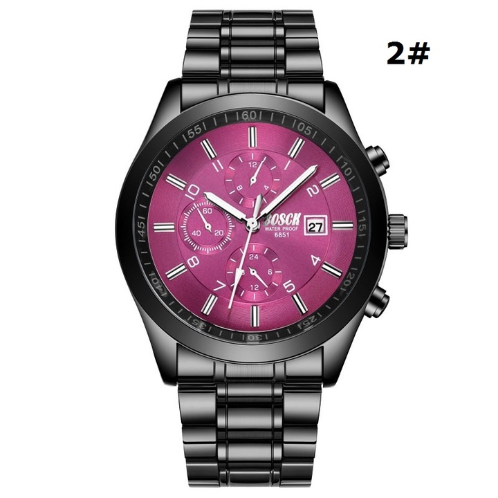 Bosck Men Brand Sports Watch Stainless Steel Watchband Waterproof Male Quartz Watch