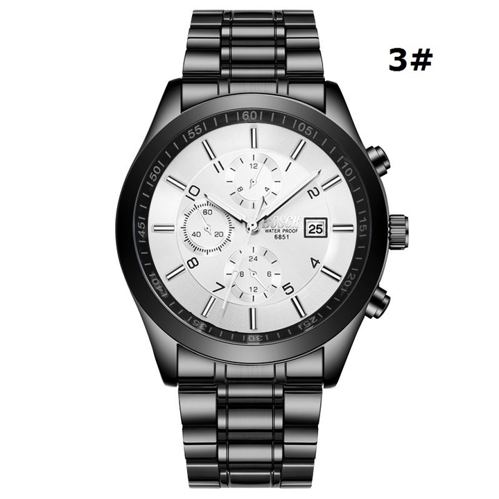 Bosck Men Brand Sports Watch Stainless Steel Watchband Waterproof Male Quartz Watch