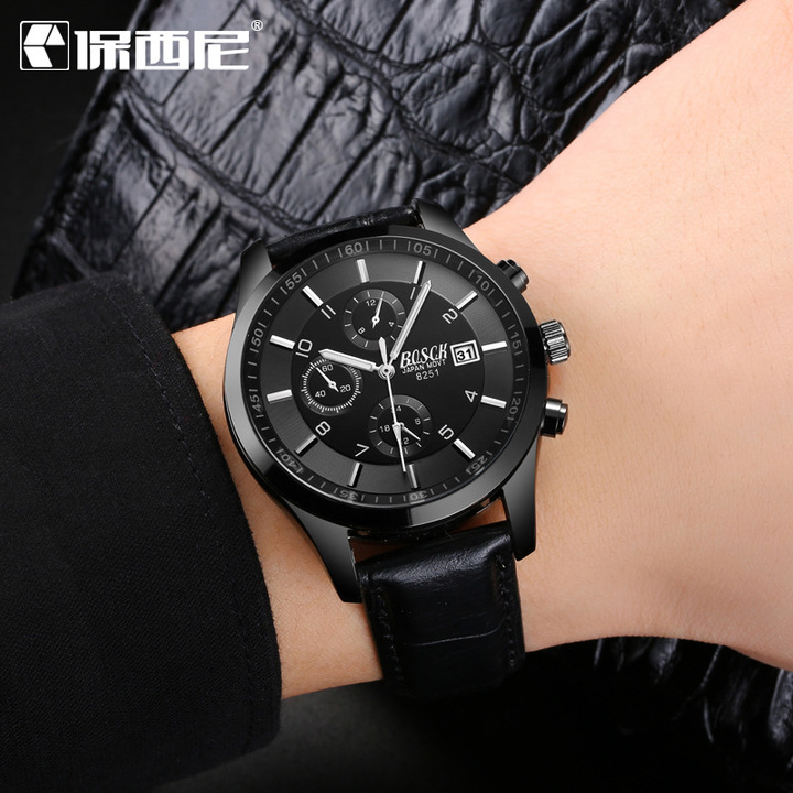 Bosck Men Brand Sports Watch Stainless Steel Watchband Waterproof Male Quartz Watch