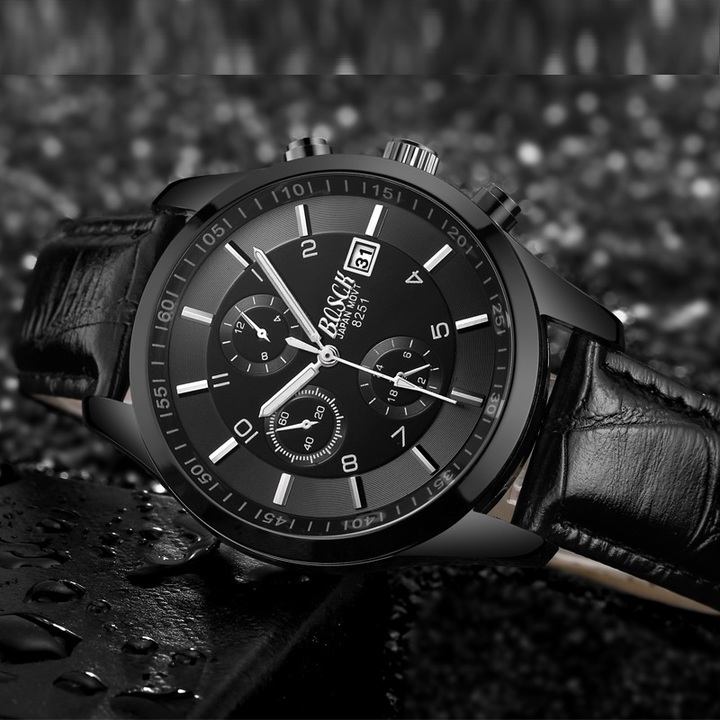 Bosck Men Brand Sports Watch Stainless Steel Watchband Waterproof Male Quartz Watch