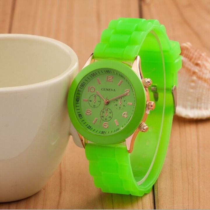 2 pcs Geneva Brand Silicone Women Watch Ladies Fashion Dress Quartz Wristwatch Female Watch