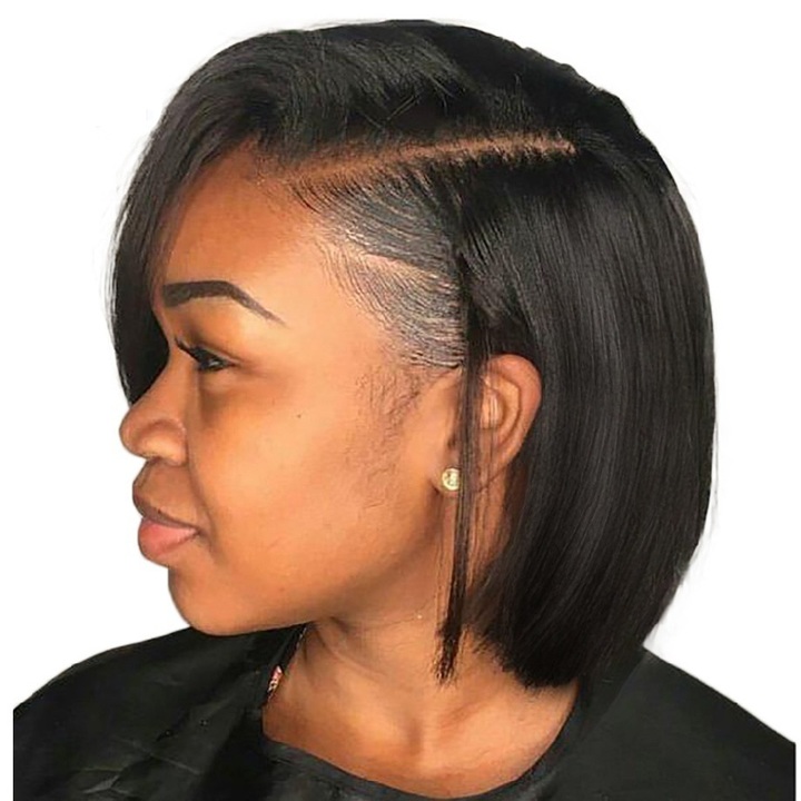Short  Lace Front Wigs Brazilian Remy Hair Bob Wig With Pre Plucked Hairline Bleached Knots