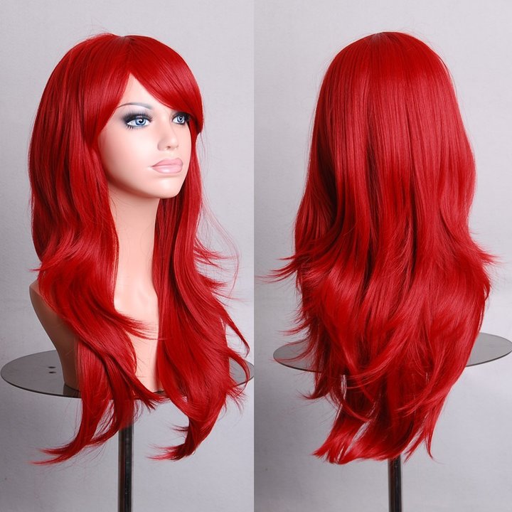 28inch Long Wavy Cosplay Wig Red Synthetic Hair Wigs Cosplay