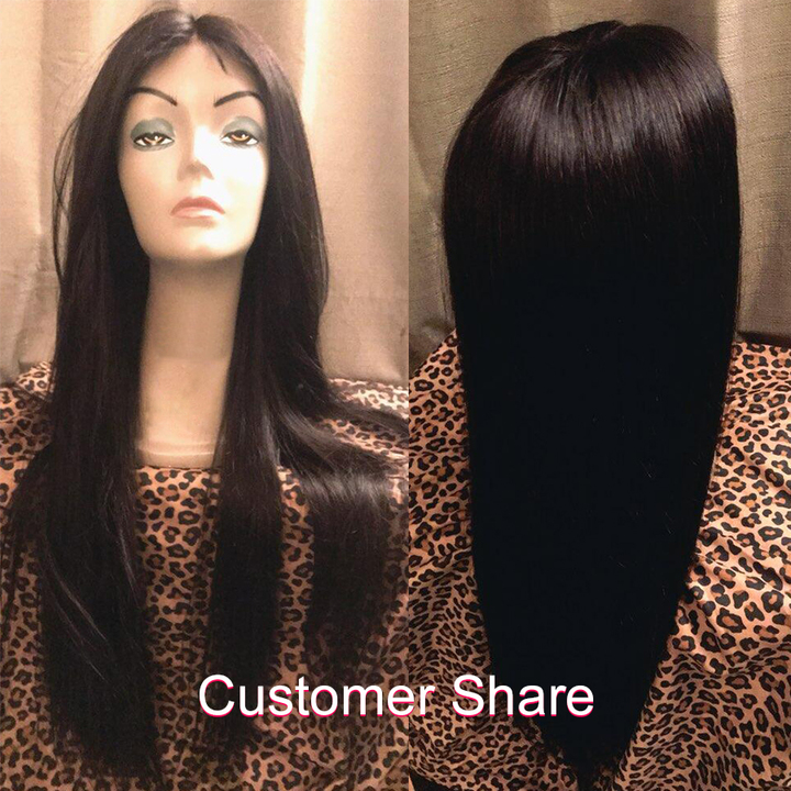 Glueless Lace Front Human Hair Wigs Pre Plucked Brazilian Straight Lace Wig With Baby Hair Non Remy