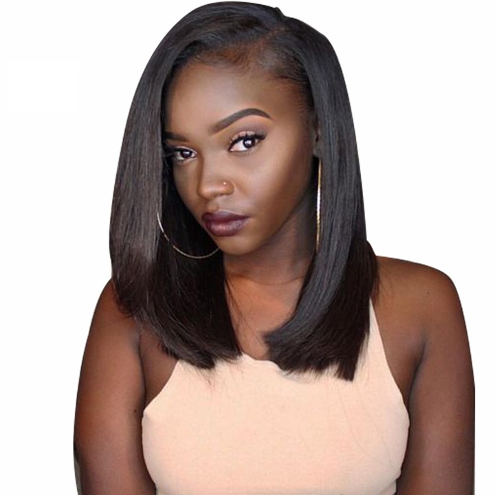Glueless Bob Wig Brazilian Straight Short Lace Front Human Hair Wigs Pre Plucked With Baby Hair Remy