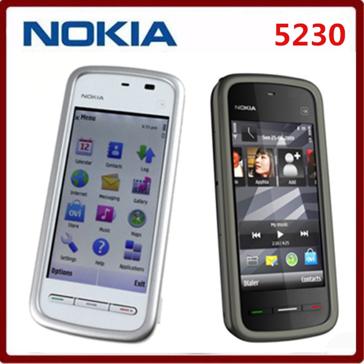 Refurbished smartphone Nokia 5230 GPS 3G 3.2&quot; Bluetooth JAVA 2MP Unlocked Mobile Phone