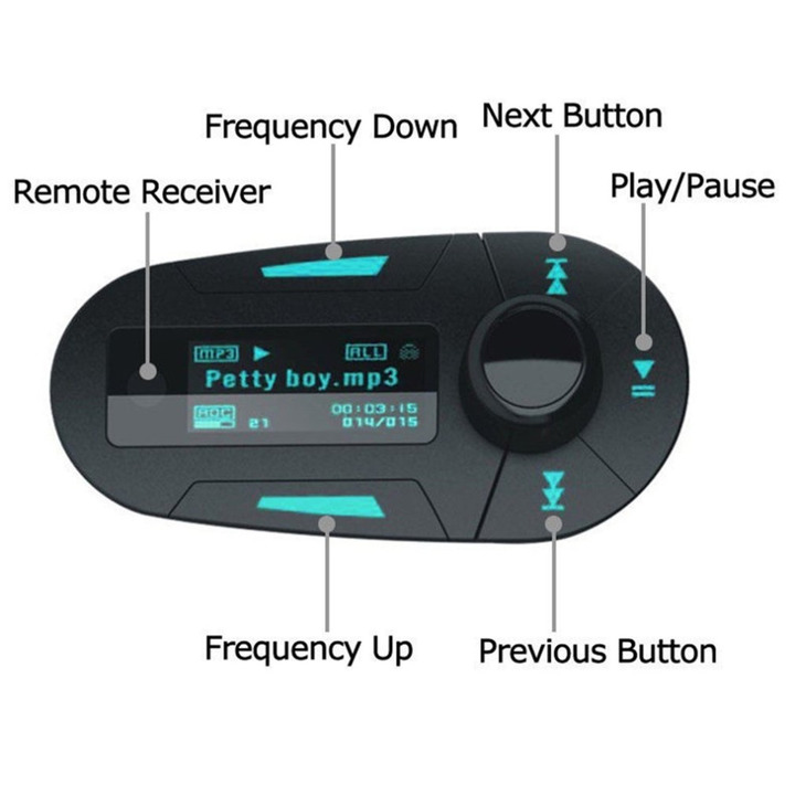 15&quot; Car Kit MP3 Music Player Wireless FM Transmitter Radio Modulator With USB MMC Remote Control