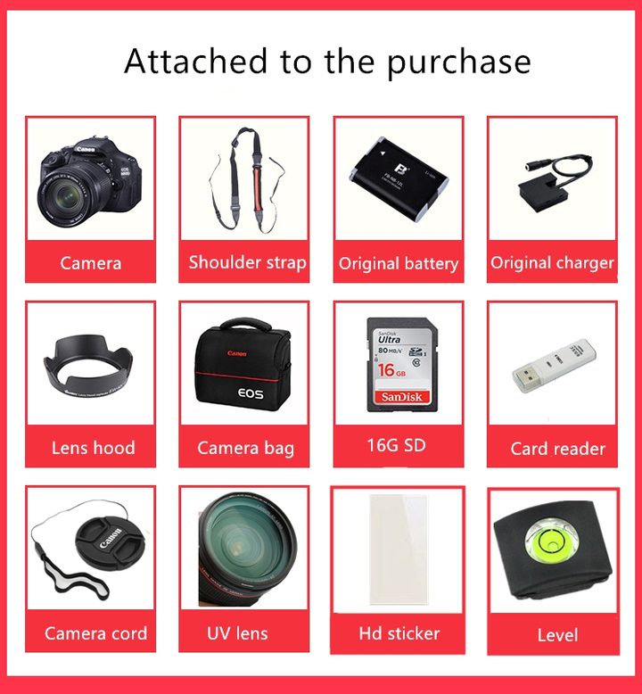 Refurbished 99% new Canon 600D DSLR Camera with 18-55mm Lens-Household