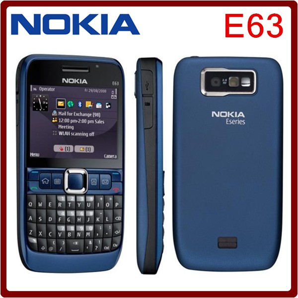 New Phone Original unlocked NOKIA E63 cell phones 3G WIFI Bluetooth 2MP CAMERA multilingual
