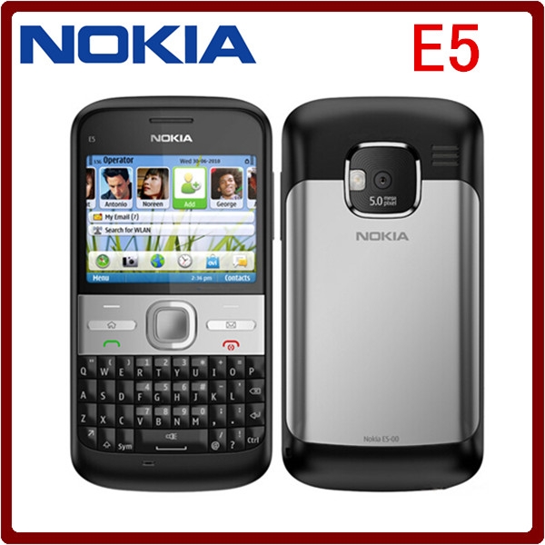 Refurbished phone Nokia E5-00 5MP Camera 3G network english languge cell phones