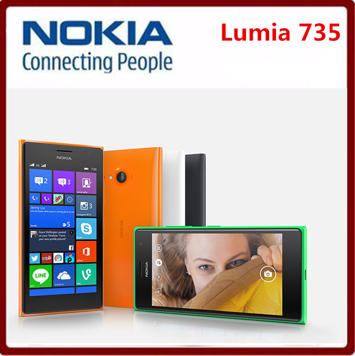 Refurbished Nokia Lumia 735 Unlocked 4G Quad Core 4.7&quot; 6.7MP 1GB RAM Windows Smartphone