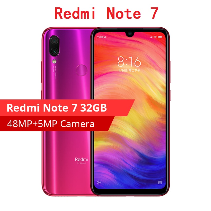 Refurbished  Xiaomi Redmi Note 7 3GB +32GB  Phone   48MP +13MP Dual Camera 6.3&quot; 19.5:9 Full Screen