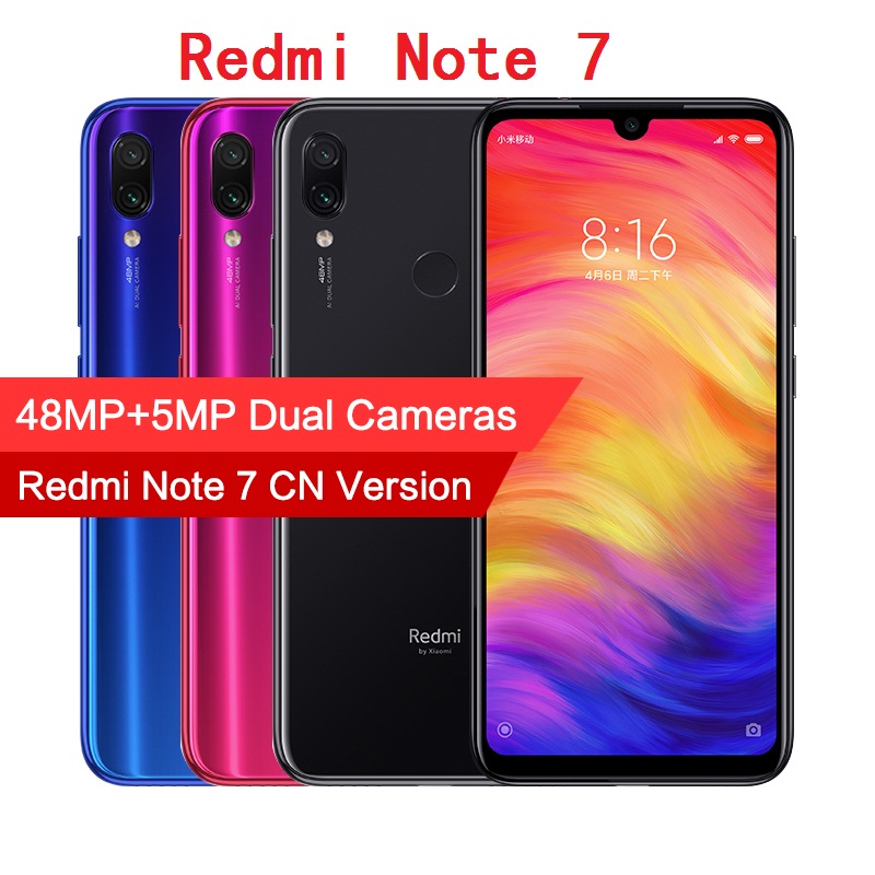 Refurbished  Xiaomi Redmi Note 7  6.3" 2340*1080 FHD 48MP+5MP +13MP AI Dual Cameras 4000mAh