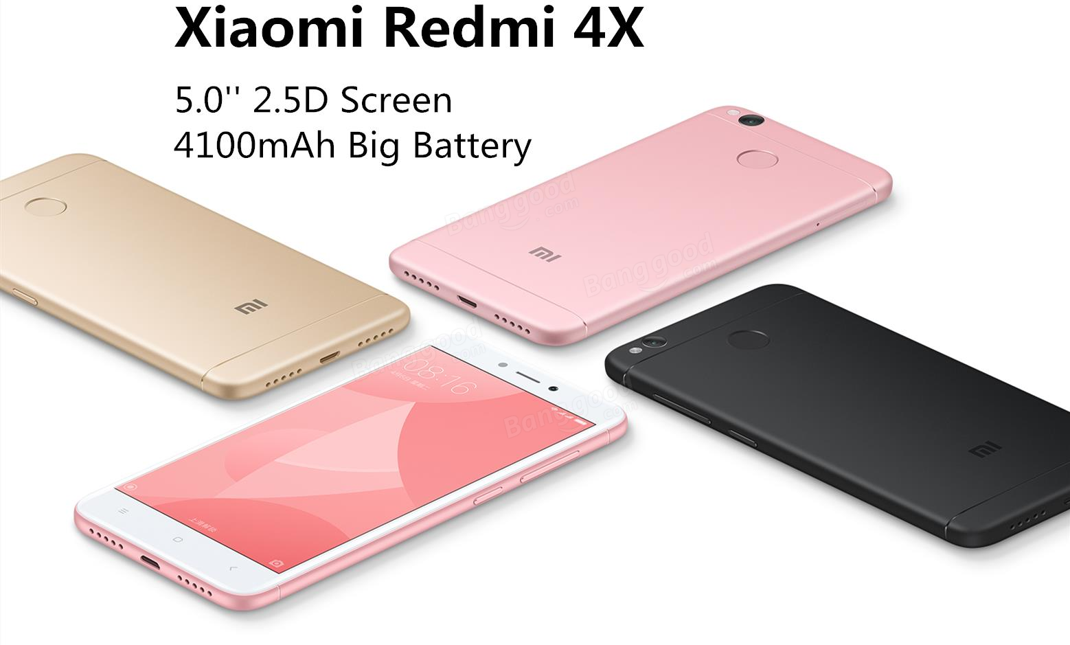 Refurbished Xiaomi Redmi 4X 5.5in 4100mAh 2g+16g 13MP+5MP  1280x720 4G  smartphone With FingerPrint