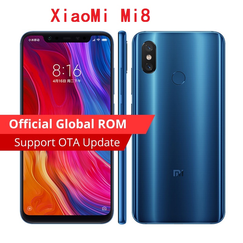 Refurbished Xiaomi Mi 8  6.21&quot; 6GB +64/128/256GB  12MP+20MP 4G SmartPhone Mi8 3400mAh  2248*1080 FHD+