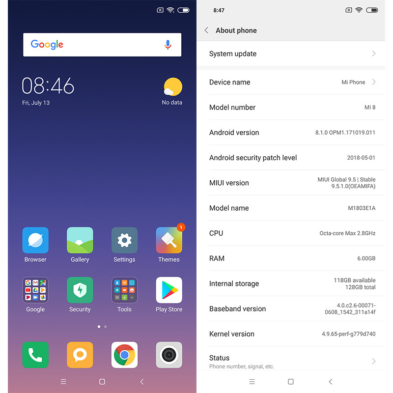 Refurbished Xiaomi Mi 8  6.21&quot; 6GB +64/128/256GB  12MP+20MP 4G SmartPhone Mi8 3400mAh  2248*1080 FHD+