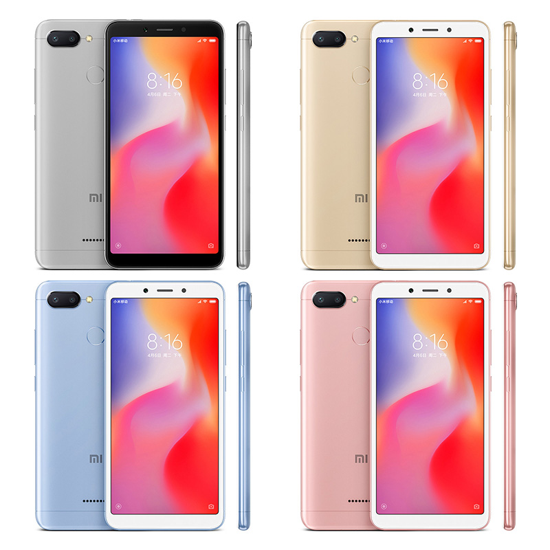 Refurbished Original Xiaomi Redmi 6 3GB 32GB Mobile Phone 5.45&quot; 18:9 Full Screen 12.0MP+5.0MP 3000mAh Cellphone