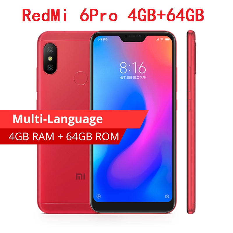 Refurbished Xiaomi Redmi 6 Pro 5.84 inch Full Screen 4G+64G 20MP+12MP Dual Camera 4G smartphone