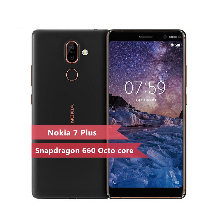 Refurbished Nokia 7 Plus Smartphone 6.0&apos;&apos; 6+64GB 13MP+16MP Mobile Phone 3800mAh 4G NFC Cellphone
