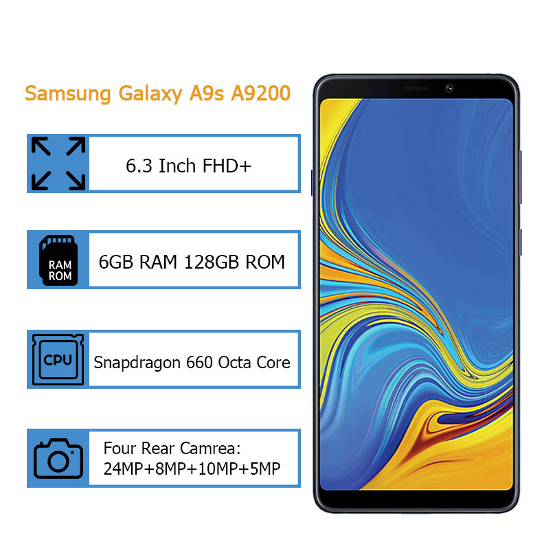 Refurbished Samsung Galaxy A9s 6.3&quot;  Phone 6GB+128GB Four Rear Camera Android Fingerprint Phone