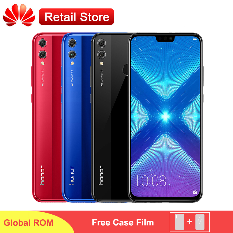 Huawei Honor 8X Global Rom MobilePhone 6.5&apos; Screen 3750mAh Battery Dual Back 20MP Camera Smartphone