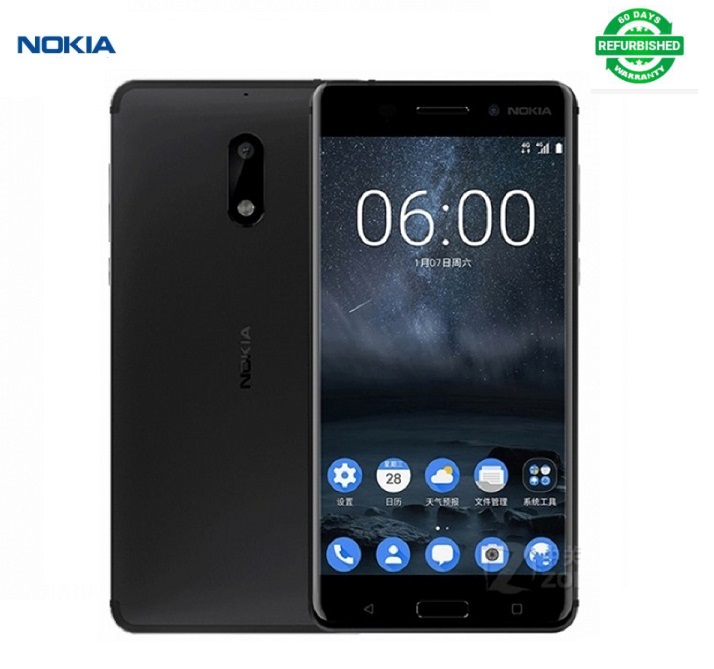 Refurbished phone Nokia 6 – 5.5” - 64 GB ROM – 3.5GB RAM – 16MP+8MP Camera – Dual SIM Smartphone
