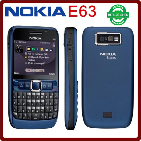 New Phone Original unlocked NOKIA E63 cell phones 3G WIFI Bluetooth 2MP CAMERA multilingual