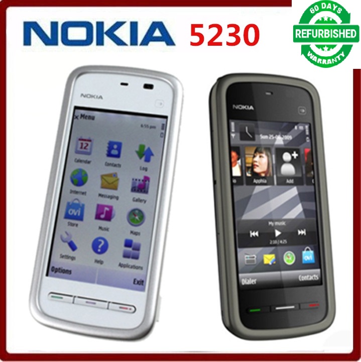 Refurbished smartphone Nokia 5230 GPS 3G 3.2&quot; Bluetooth JAVA 2MP Unlocked Mobile Phone